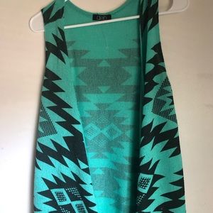 Black and Mint Green Plus Size Cardigan